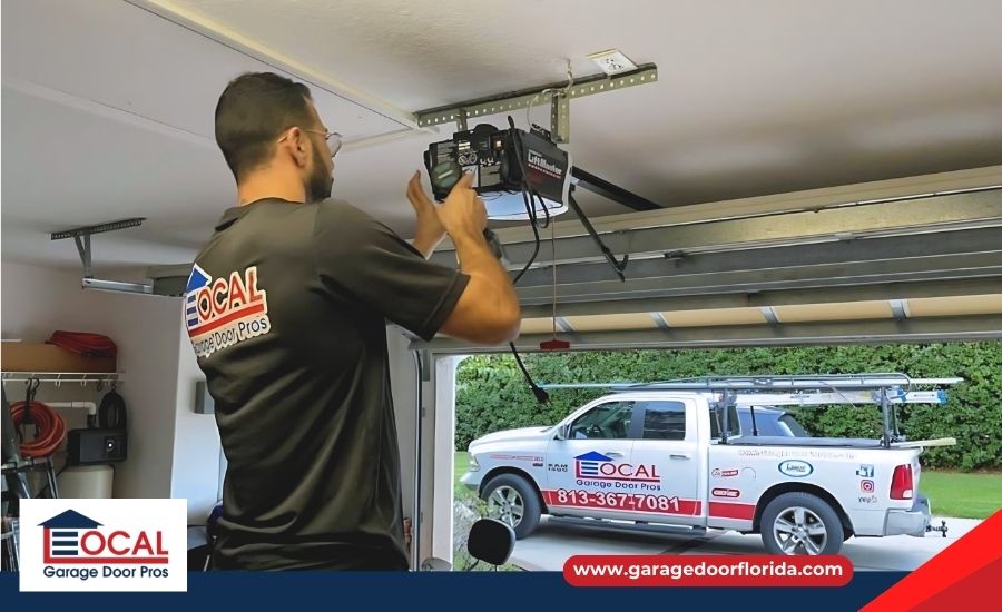 professional-inspecting-garage-door