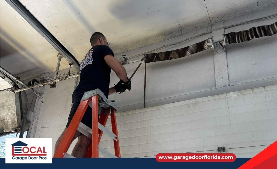Garage Door Pros inspecting a new garage door