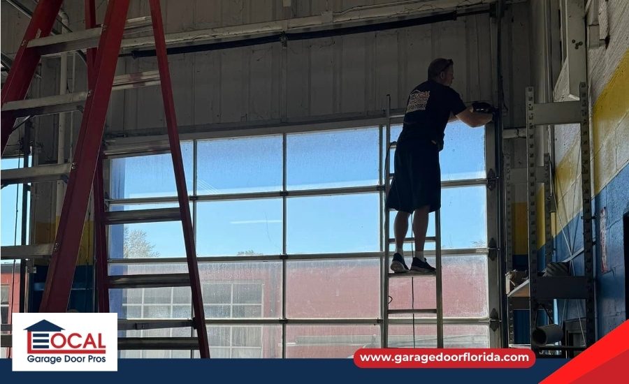 Garage Door Pros troubleshooting a new garage door