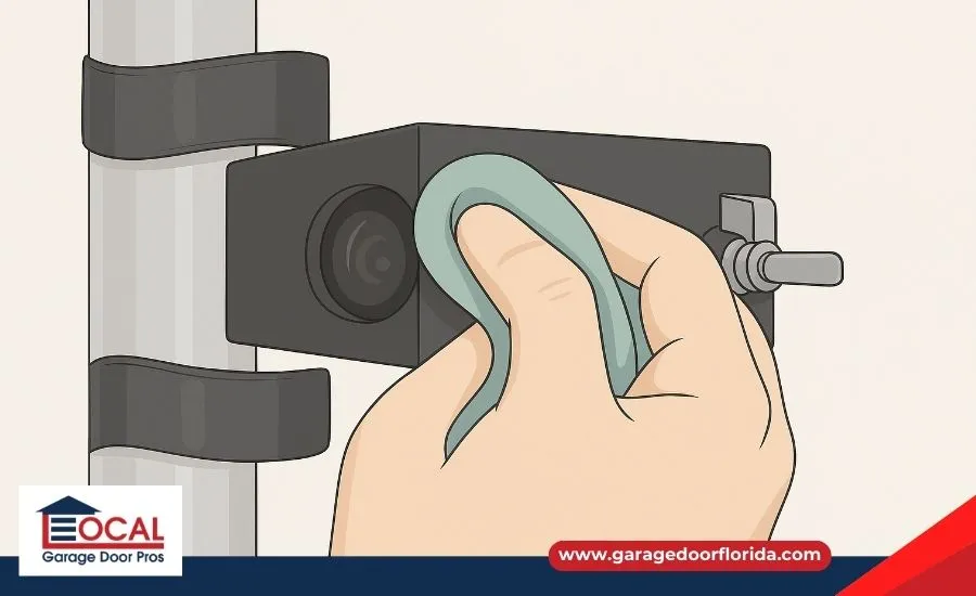 Cleaning garage door sensors to maintain proper function