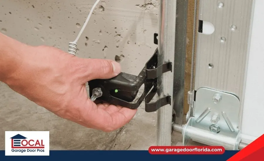 Garage door sensor with solid green light