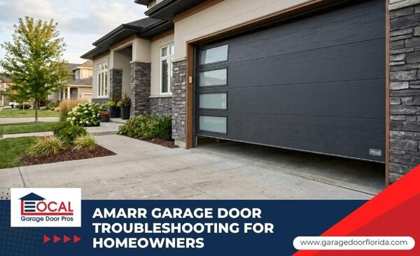 A modern Amarr garage door on a residential