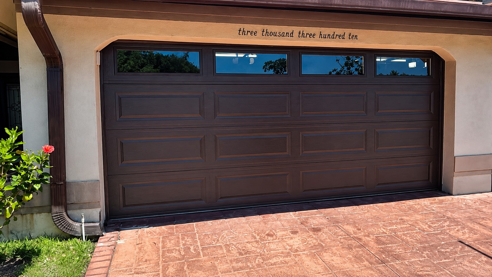 After: new brown garage door installation