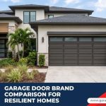 Modern reinforced garage door installed on a residential home exterior.